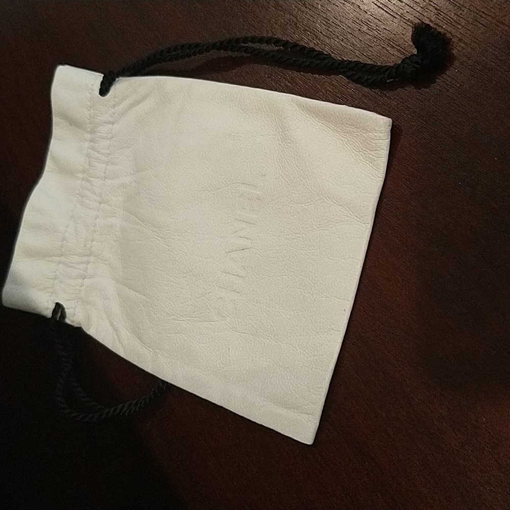 Authentic Chanel White Leather Drawstring Pouch. - image 1